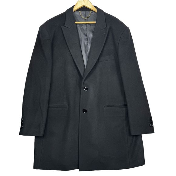 VENO GIOVANNI Other - Veno Giovanni Wool Top Coat Black Size 2XL 48 Mens 3/4 Length Overcoat Jacket